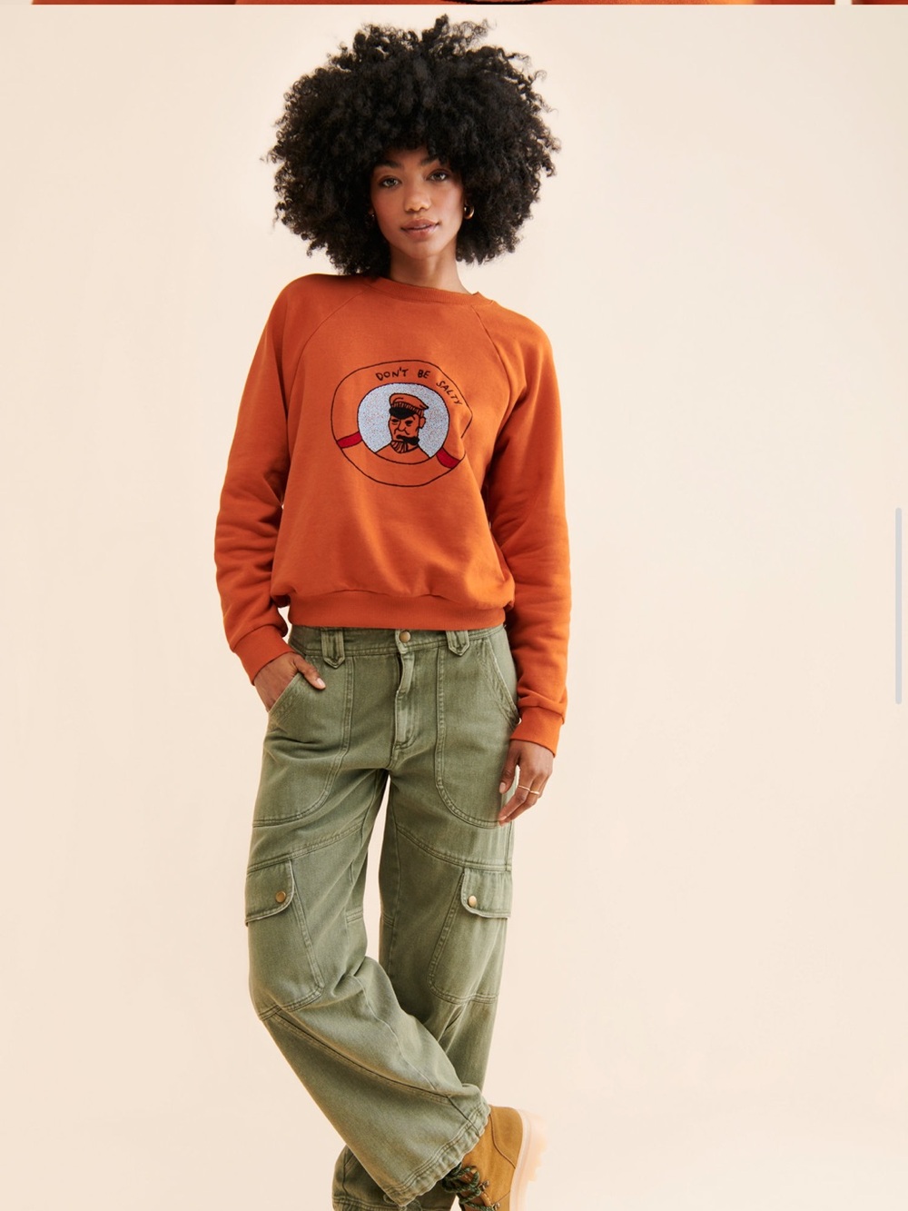 Banner Day Don't Be Salty Sweatshirt is a terra cotta crewneck size medium